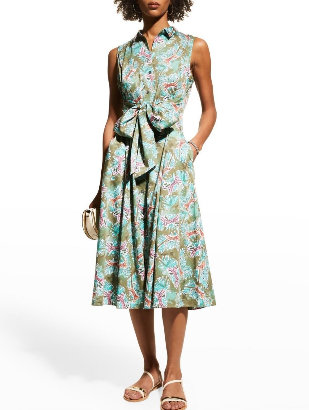 NIC+ZOE Pouncing Panthers Printed Midi Shirtdress Size XL